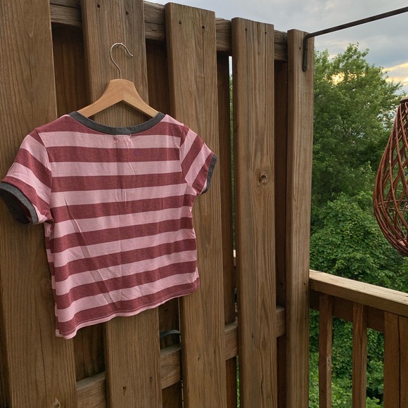 Wet Seal Pink and Red Striped Crop Top - Picture 3 of 6